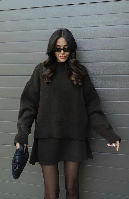 Lia™ Casual College Style Knit Skirt Set